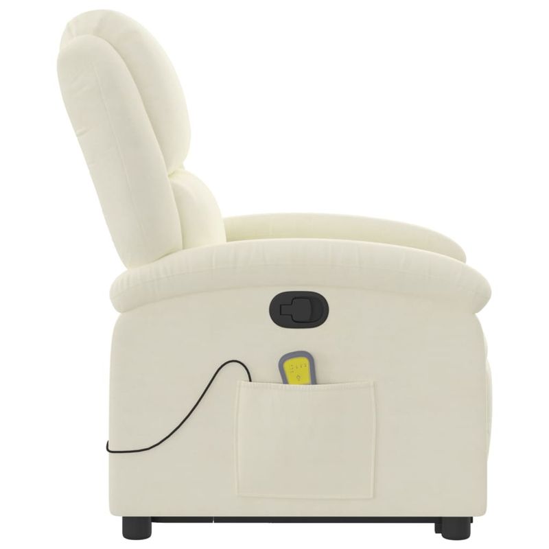 Ingrijire personala si Cosmetice - Sanatate si wellness - Articole wellness - Fotolii de masaj - Fotoliu de masaj rabatabil cu ridicare, crem, catifea - Infinity.ro