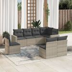 Casa si Gradina - Gradina si terasa - Mobilier exterior - Seturi mobila gradina - Set mobilier de gradina cu perne, 8 piese gri deschis poliratan - Infinity.ro