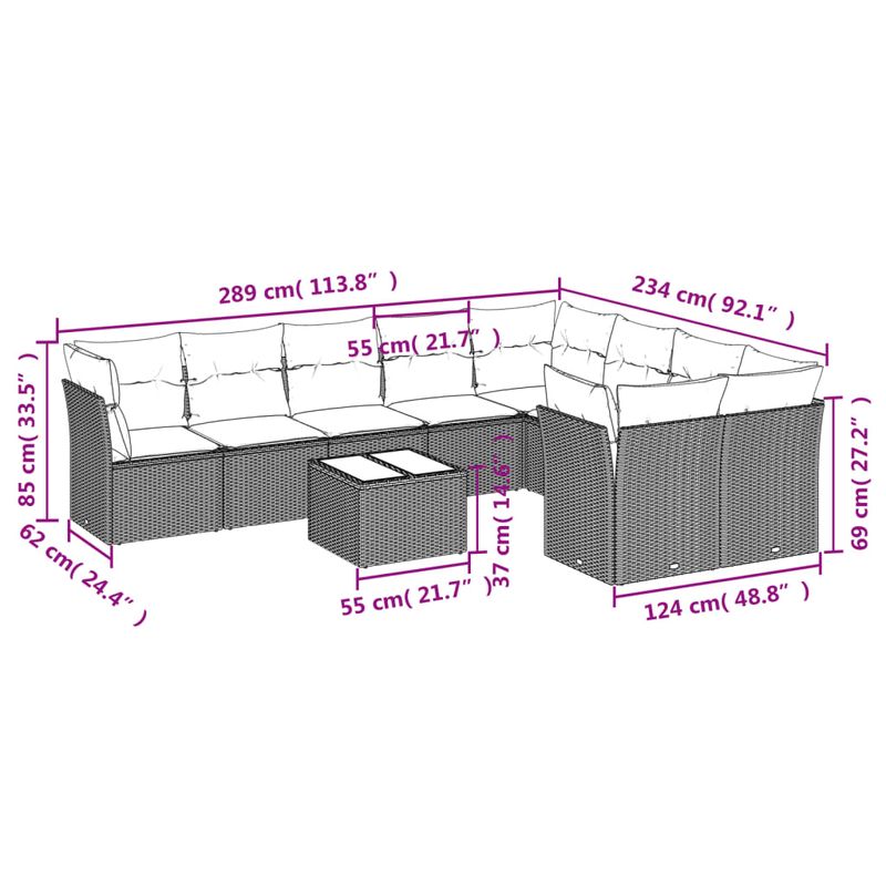 Casa si Gradina - Gradina si terasa - Mobilier exterior - Seturi mobila gradina - Set canapele de gradina cu perne 10 piese gri deschis poliratan - Infinity.ro