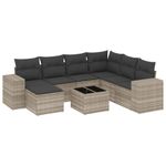 Casa si Gradina - Gradina si terasa - Mobilier exterior - Seturi mobila gradina - Set mobilier de gradina cu perne, 8 piese gri deschis poliratan - Infinity.ro