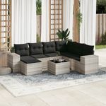 Casa si Gradina - Gradina si terasa - Mobilier exterior - Seturi mobila gradina - Set mobilier de gradina cu perne, 8 piese gri deschis poliratan - Infinity.ro