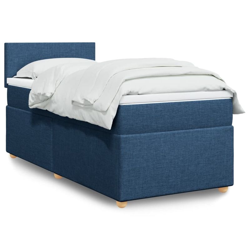 Casa si Gradina - Mobilier - Paturi si accesorii - Paturi - Pat box spring cu saltea, albastru, 90x200 cm, textil - Infinity.ro