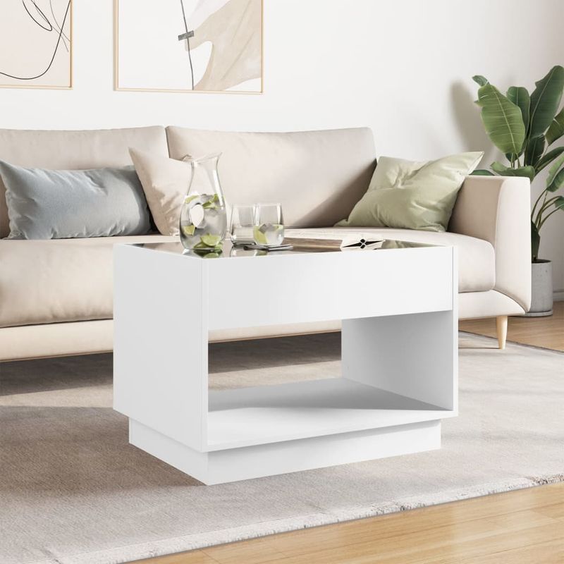 Casa si Gradina - Mobilier - Mese si birouri - Masute de cafea - Masuta de cafea cu LED infinity, alb, 70x50x50 cm - Infinity.ro