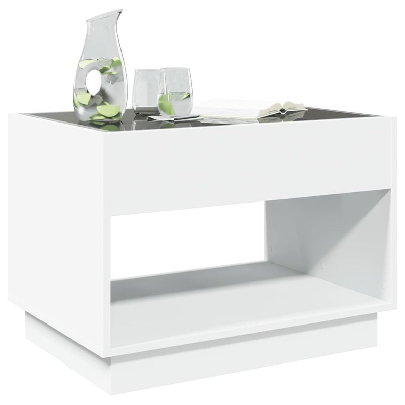 Casa si Gradina - Mobilier - Mese si birouri - Masute de cafea - Masuta de cafea cu LED infinity, alb, 70x50x50 cm - Infinity.ro