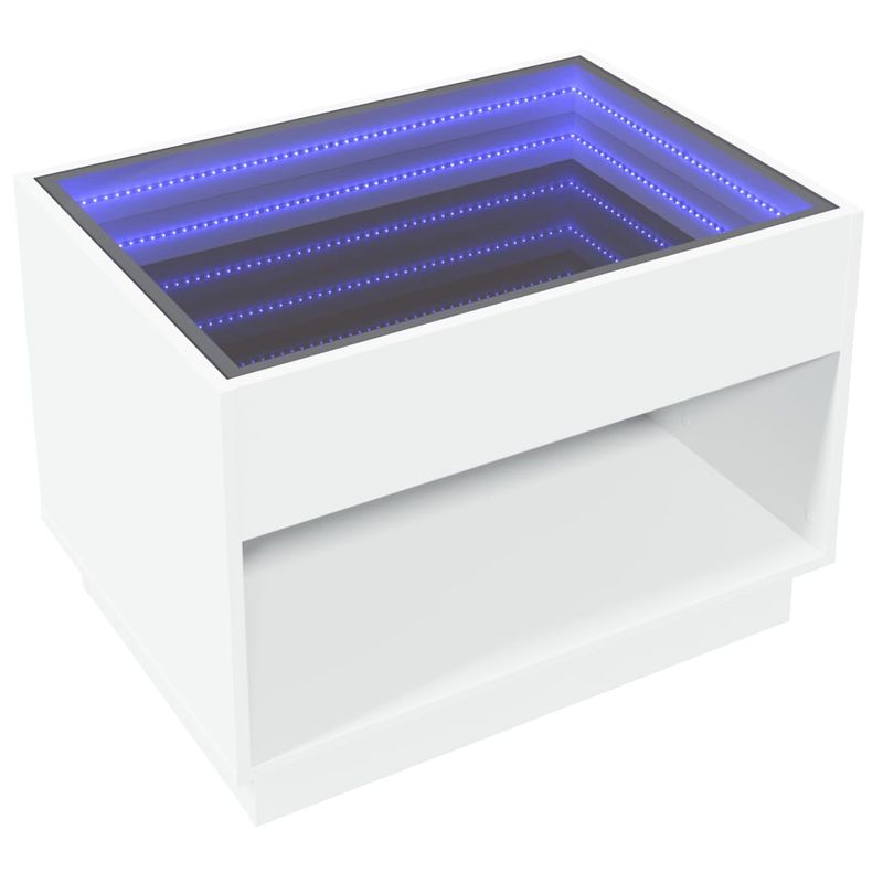 Casa si Gradina - Mobilier - Mese si birouri - Masute de cafea - Masuta de cafea cu LED infinity, alb, 70x50x50 cm - Infinity.ro