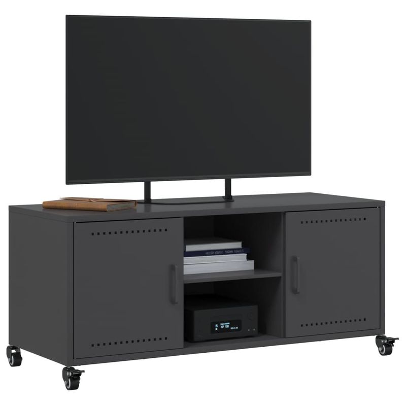 Casa si Gradina - Mobilier - Comode si corpuri - Comode - Dulap TV, negru, 100,5x39x43,5 cm, otel laminat la rece - Infinity.ro