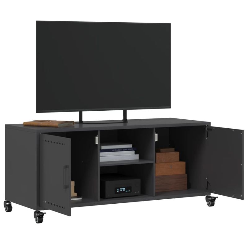 Casa si Gradina - Mobilier - Comode si corpuri - Comode - Dulap TV, negru, 100,5x39x43,5 cm, otel laminat la rece - Infinity.ro