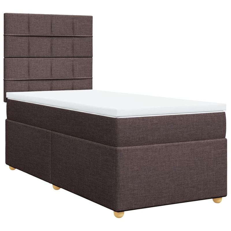 Casa si Gradina - Mobilier - Paturi si accesorii - Paturi - Pat box spring cu saltea, maro inchis, 90x200 cm, textil - Infinity.ro