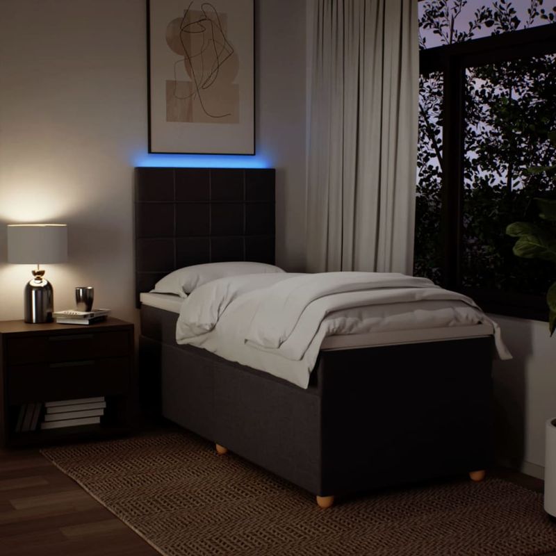Casa si Gradina - Mobilier - Paturi si accesorii - Paturi - Pat box spring cu saltea, maro inchis, 90x200 cm, textil - Infinity.ro