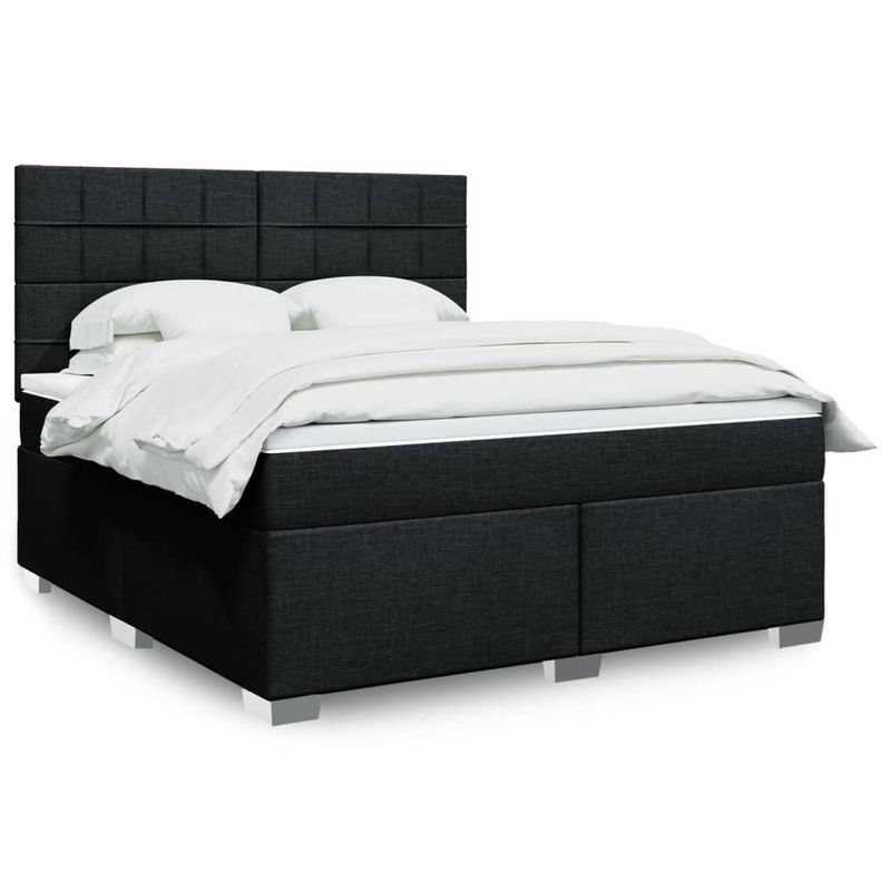 Casa si Gradina - Mobilier - Paturi si accesorii - Paturi - Pat box spring cu saltea, negru, 180x200 cm, catifea - Infinity.ro
