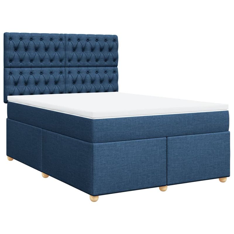 Casa si Gradina - Mobilier - Paturi si accesorii - Paturi - Pat continental cu saltea, albastru, 160x200cm, material textil - Infinity.ro