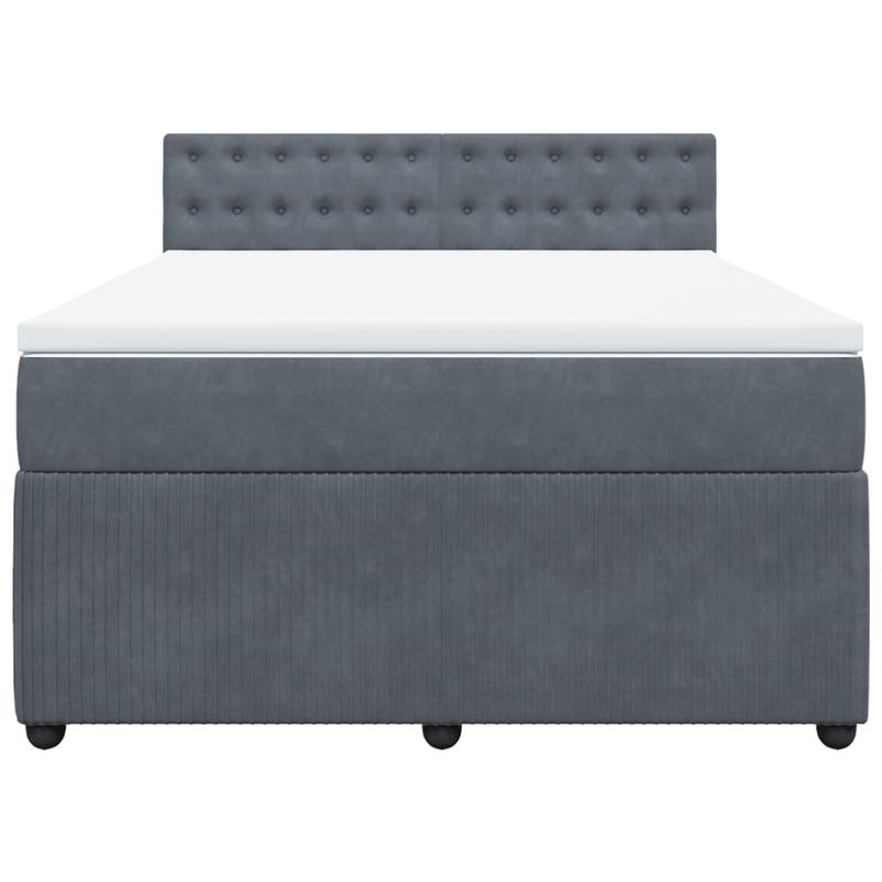 Casa si Gradina - Mobilier - Paturi si accesorii - Paturi - Pat box spring cu saltea, gri inchis, 140x200 cm, catifea - Infinity.ro