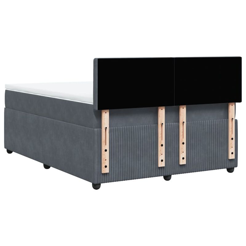 Casa si Gradina - Mobilier - Paturi si accesorii - Paturi - Pat box spring cu saltea, gri inchis, 140x200 cm, catifea - Infinity.ro
