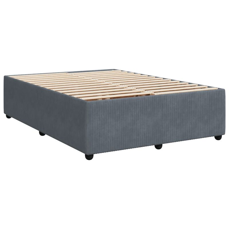 Casa si Gradina - Mobilier - Paturi si accesorii - Paturi - Pat box spring cu saltea, gri inchis, 140x200 cm, catifea - Infinity.ro
