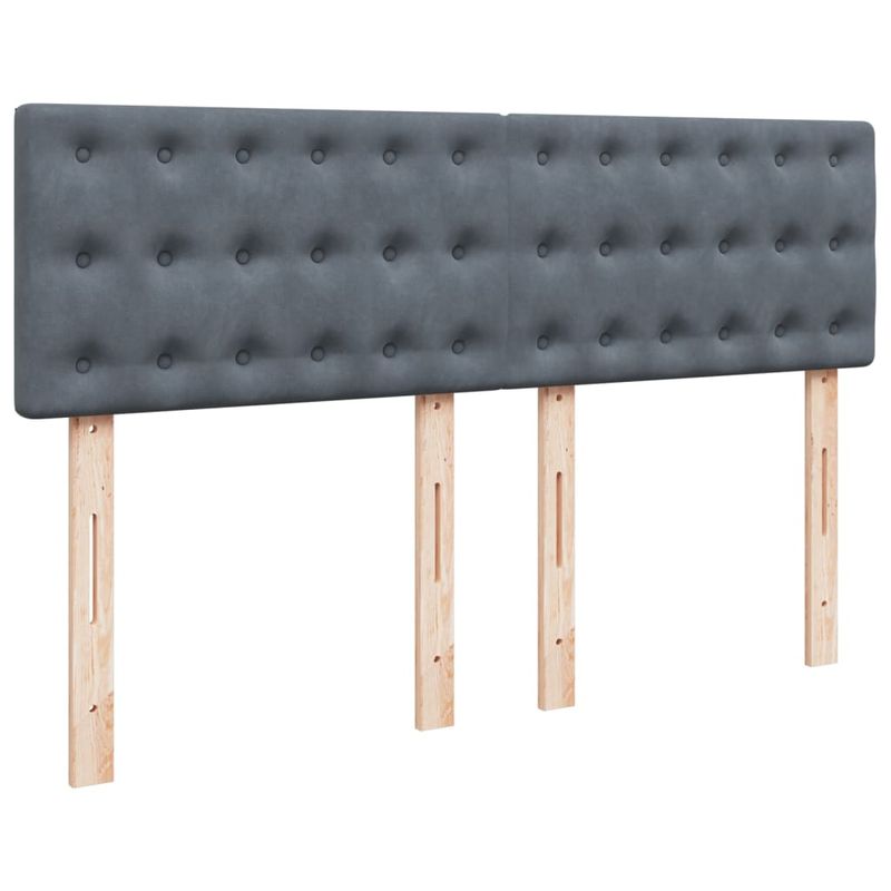 Casa si Gradina - Mobilier - Paturi si accesorii - Paturi - Pat box spring cu saltea, gri inchis, 140x200 cm, catifea - Infinity.ro