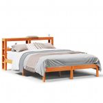 Casa si Gradina - Mobilier - Paturi si accesorii - Paturi - Cadru de pat cu tablie, maro ceruit, 140x190 cm, lemn masiv pin - Infinity.ro