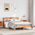Casa si Gradina - Mobilier - Paturi si accesorii - Paturi - Cadru de pat cu tablie, maro ceruit, 140x190 cm, lemn masiv pin - Infinity.ro