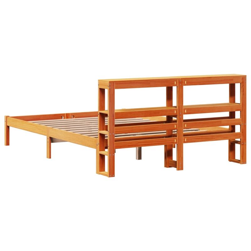 Casa si Gradina - Mobilier - Paturi si accesorii - Paturi - Cadru de pat cu tablie, maro ceruit, 140x190 cm, lemn masiv pin - Infinity.ro