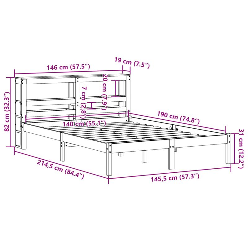 Casa si Gradina - Mobilier - Paturi si accesorii - Paturi - Cadru de pat cu tablie, maro ceruit, 140x190 cm, lemn masiv pin - Infinity.ro