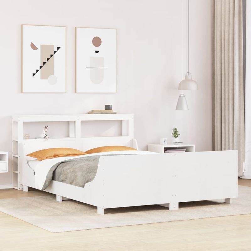 Casa si Gradina - Mobilier - Paturi si accesorii - Paturi - Cadru de pat fara saltea, alb, 120x190 cm, lemn masiv pin - Infinity.ro