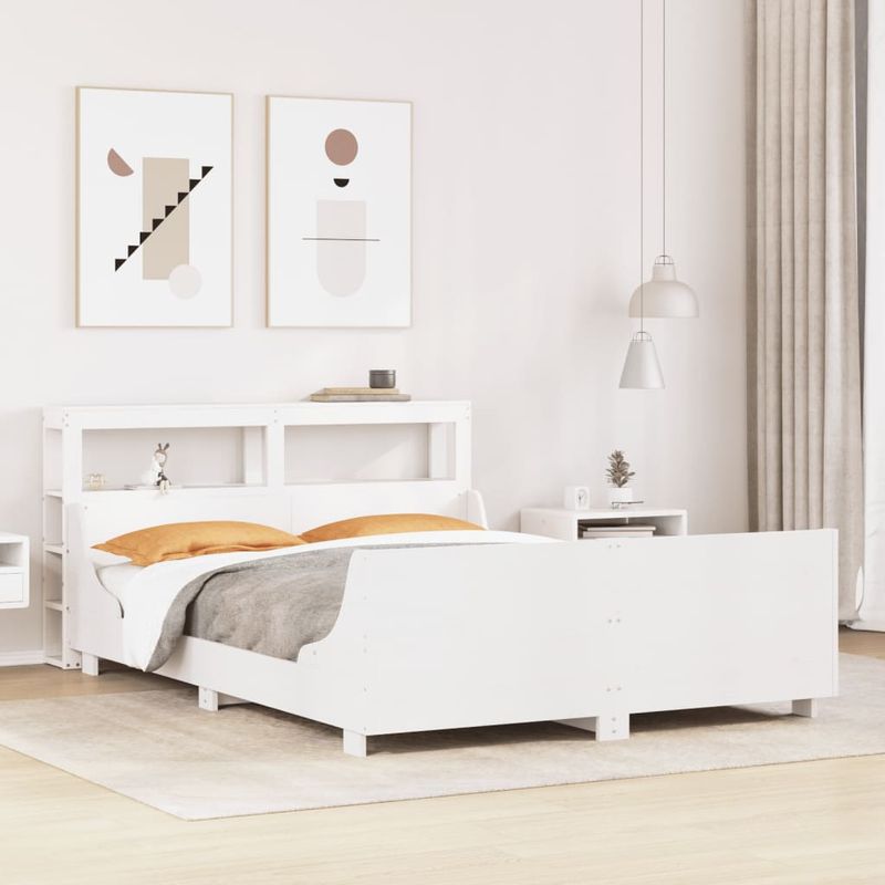 Casa si Gradina - Mobilier - Paturi si accesorii - Paturi - Cadru de pat fara saltea, alb, 120x190 cm, lemn masiv pin - Infinity.ro