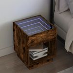 Casa si Gradina - Mobilier - Comode si corpuri - Noptiere - Noptiera cu LED infinity, stejar maro, 40x40x50 cm - Infinity.ro