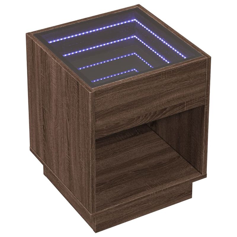 Casa si Gradina - Mobilier - Comode si corpuri - Noptiere - Noptiera cu LED infinity, stejar maro, 40x40x50 cm - Infinity.ro