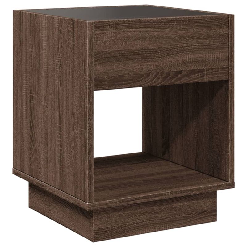Casa si Gradina - Mobilier - Comode si corpuri - Noptiere - Noptiera cu LED infinity, stejar maro, 40x40x50 cm - Infinity.ro