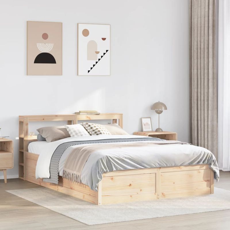 Casa si Gradina - Mobilier - Paturi si accesorii - Paturi - Cadru de pat cu tablie, 140x200 cm, lemn masiv de pin - Infinity.ro