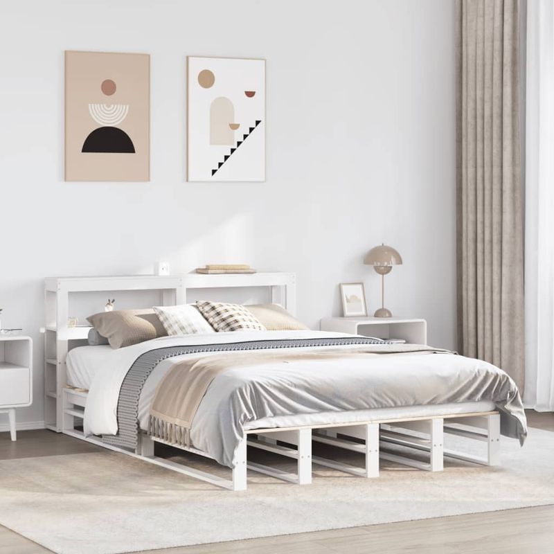 Casa si Gradina - Mobilier - Paturi si accesorii - Paturi - Cadru de pat fara saltea, alb, 120x190 cm, lemn masiv pin - Infinity.ro
