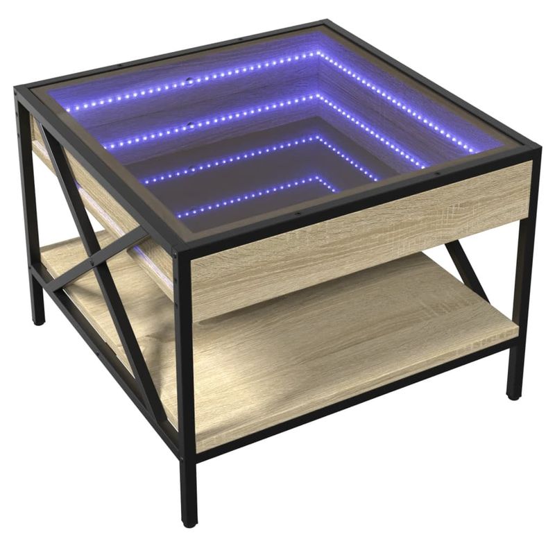 Casa si Gradina - Mobilier - Mese si birouri - Masute de cafea - Masuta de cafea cu LED infinity, stejar sonoma, 50x50x38 cm - Infinity.ro