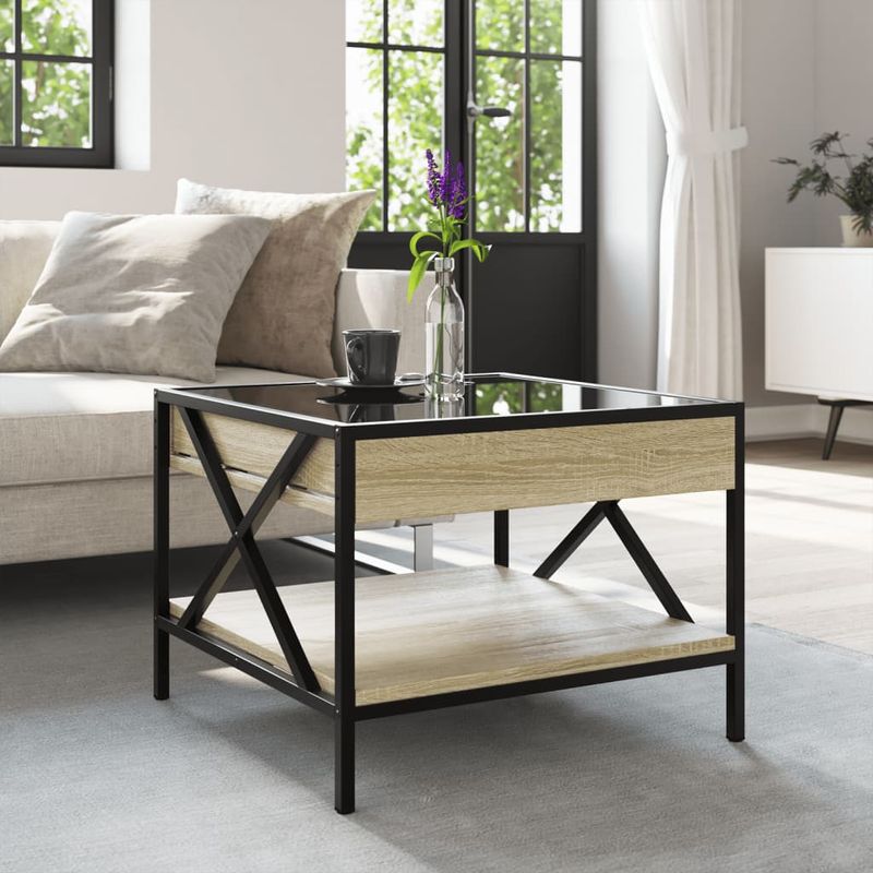 Casa si Gradina - Mobilier - Mese si birouri - Masute de cafea - Masuta de cafea cu LED infinity, stejar sonoma, 50x50x38 cm - Infinity.ro