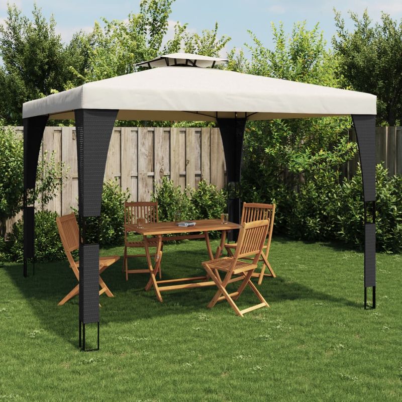 Casa si Gradina - Gradina si terasa - Umbrele si pavilioane - Pavilioane - Foisor cu acoperis dublu, crem, 2,98x2,98 m, otel - Infinity.ro