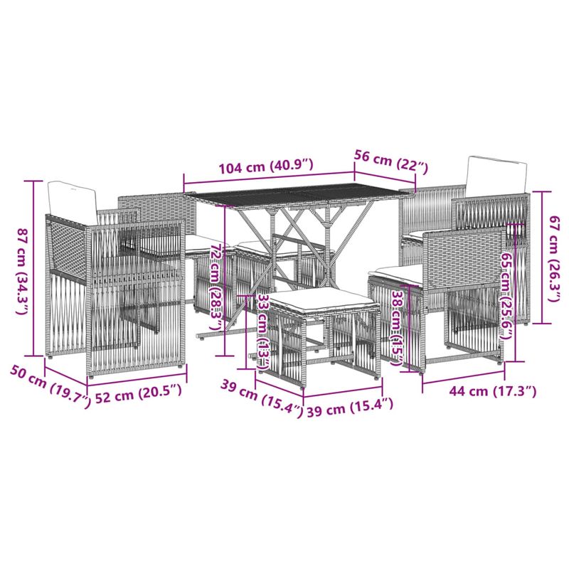 Casa si Gradina - Gradina si terasa - Mobilier exterior - Seturi mobila gradina - Set mobilier de gradina cu perne, 7 piese, maro, poliratan - Infinity.ro