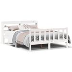 Casa si Gradina - Mobilier - Paturi si accesorii - Paturi - Cadru de pat fara saltea, alb, 120x190 cm, lemn masiv pin - Infinity.ro