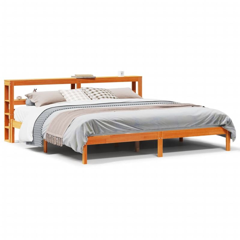 Casa si Gradina - Mobilier - Paturi si accesorii - Paturi - Cadru de pat cu tablie, maro ceruit, 180x200 cm, lemn masiv pin - Infinity.ro