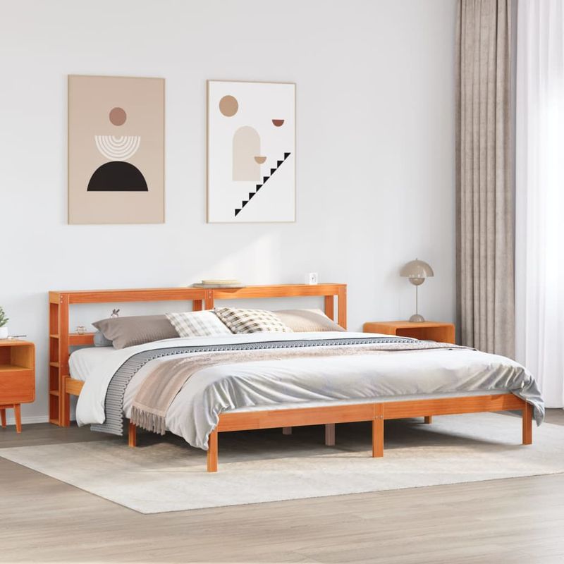 Casa si Gradina - Mobilier - Paturi si accesorii - Paturi - Cadru de pat cu tablie, maro ceruit, 180x200 cm, lemn masiv pin - Infinity.ro