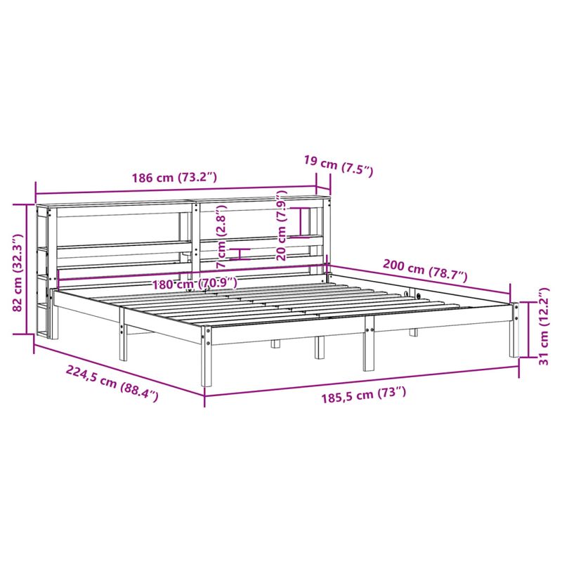 Casa si Gradina - Mobilier - Paturi si accesorii - Paturi - Cadru de pat cu tablie, maro ceruit, 180x200 cm, lemn masiv pin - Infinity.ro