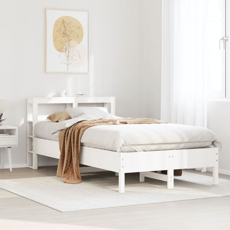 Casa si Gradina - Mobilier - Paturi si accesorii - Paturi - Cadru pat fara saltea, alb, 90x190 cm, lemn masiv de pin - Infinity.ro