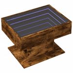 Casa si Gradina - Mobilier - Mese si birouri - Masute de cafea - Masuta de cafea cu LED stejar fumuriu 70x50x45cm lemn prelucrat - Infinity.ro