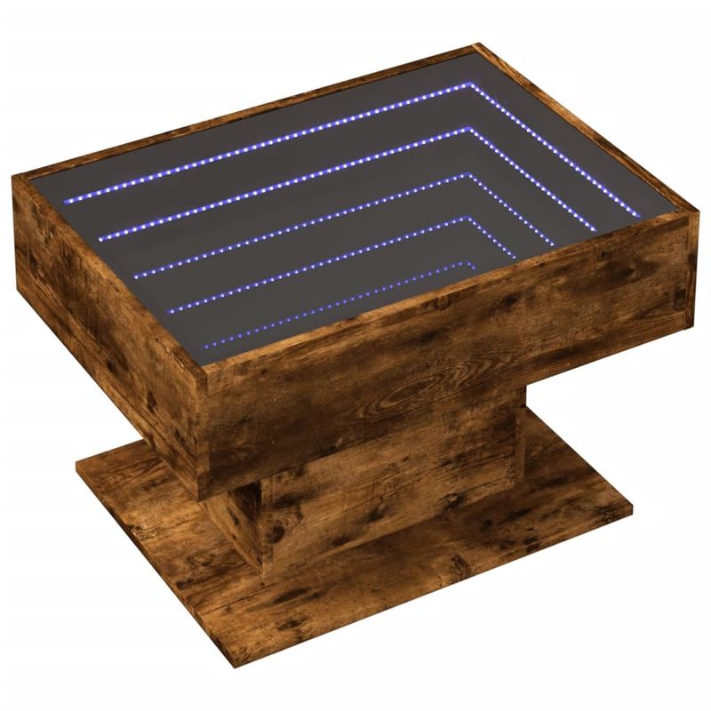 Casa si Gradina - Mobilier - Mese si birouri - Masute de cafea - Masuta de cafea cu LED stejar fumuriu 70x50x45cm lemn prelucrat - Infinity.ro