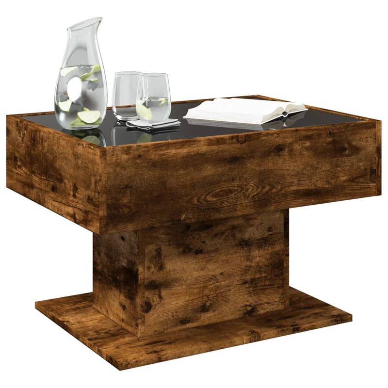 Casa si Gradina - Mobilier - Mese si birouri - Masute de cafea - Masuta de cafea cu LED stejar fumuriu 70x50x45cm lemn prelucrat - Infinity.ro