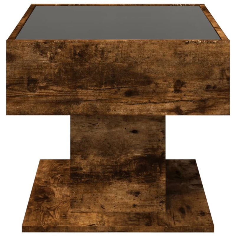Casa si Gradina - Mobilier - Mese si birouri - Masute de cafea - Masuta de cafea cu LED stejar fumuriu 70x50x45cm lemn prelucrat - Infinity.ro
