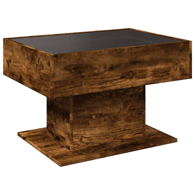 Casa si Gradina - Mobilier - Mese si birouri - Masute de cafea - Masuta de cafea cu LED stejar fumuriu 70x50x45cm lemn prelucrat - Infinity.ro