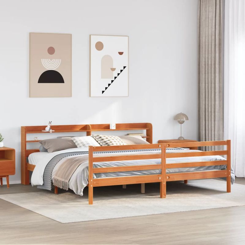 Casa si Gradina - Mobilier - Paturi si accesorii - Paturi - Cadru de pat fara saltea, maro ceruit 180x200 cm lemn masiv pin - Infinity.ro