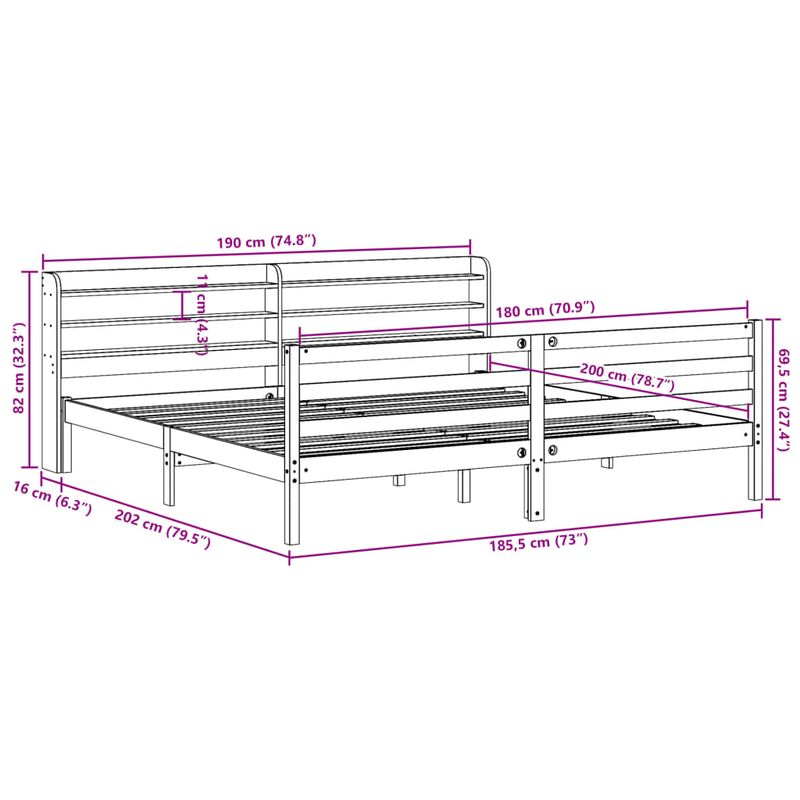 Casa si Gradina - Mobilier - Paturi si accesorii - Paturi - Cadru de pat fara saltea, maro ceruit 180x200 cm lemn masiv pin - Infinity.ro