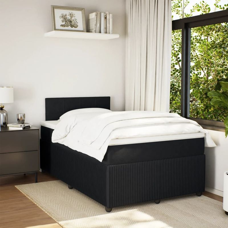 Casa si Gradina - Mobilier - Paturi si accesorii - Paturi - Pat box spring cu saltea, negru, 120x190 cm, catifea - Infinity.ro