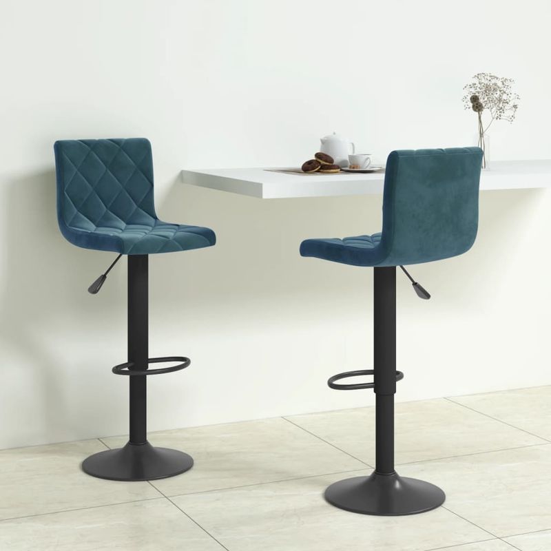 Casa si Gradina - Mobilier - Scaune si fotolii - Scaune - Scaune de bar, 2 buc., albastru, catifea - Infinity.ro