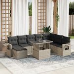 Casa si Gradina - Gradina si terasa - Mobilier exterior - Seturi mobila gradina - Set canapele de gradina cu perne, 9 piese gri deschis poliratan - Infinity.ro