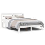 Casa si Gradina - Mobilier - Paturi si accesorii - Paturi - Cadru de pat cu tablie, alb, 140x200 cm, lemn masiv de pin - Infinity.ro
